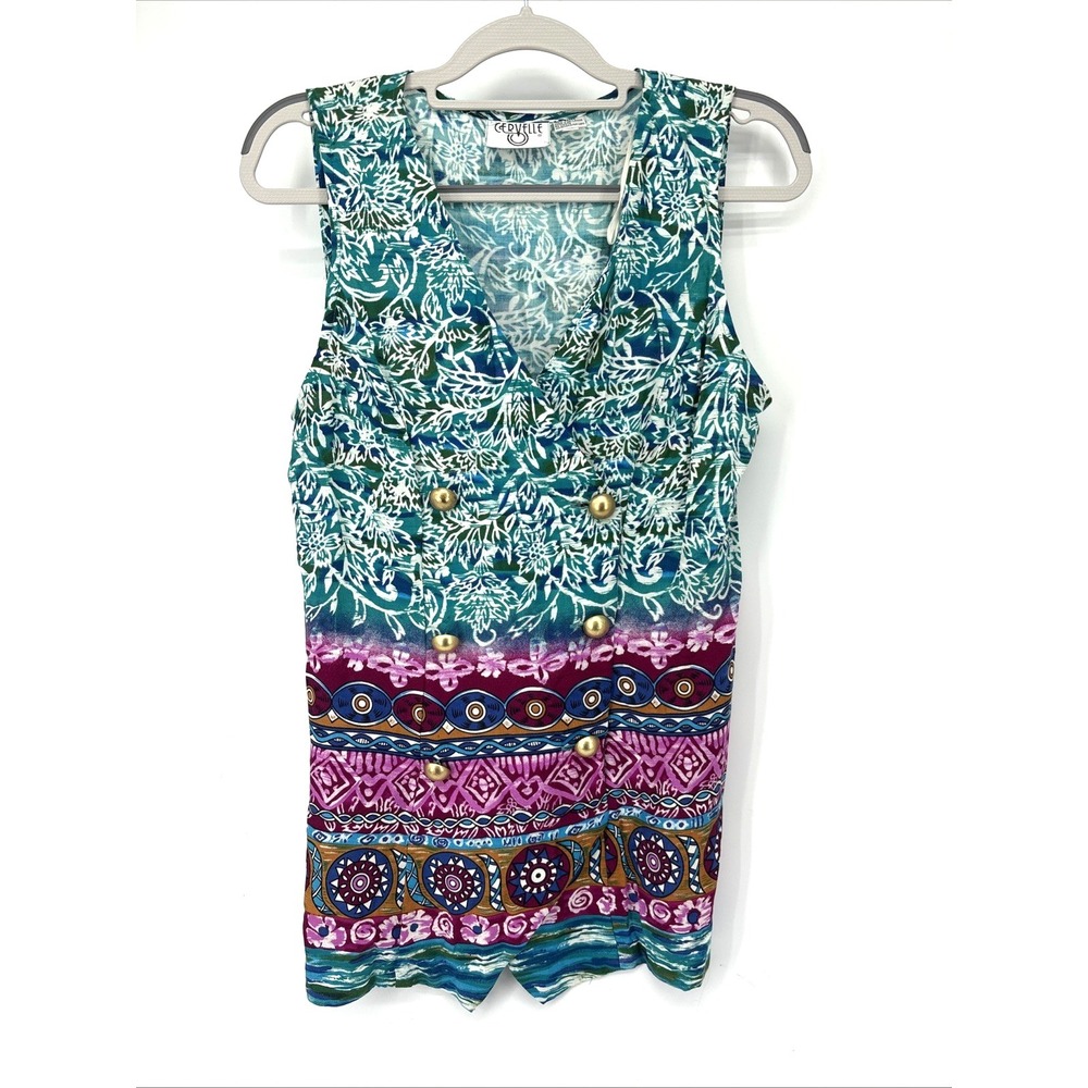 Cervelle Button Vest Top 12 Tropical Resort Cruise Kimono
